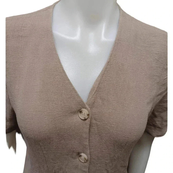 Oak + Fort Short Sleeve Midi Light Brown Dress  Size Medium - Picture 3 of 7